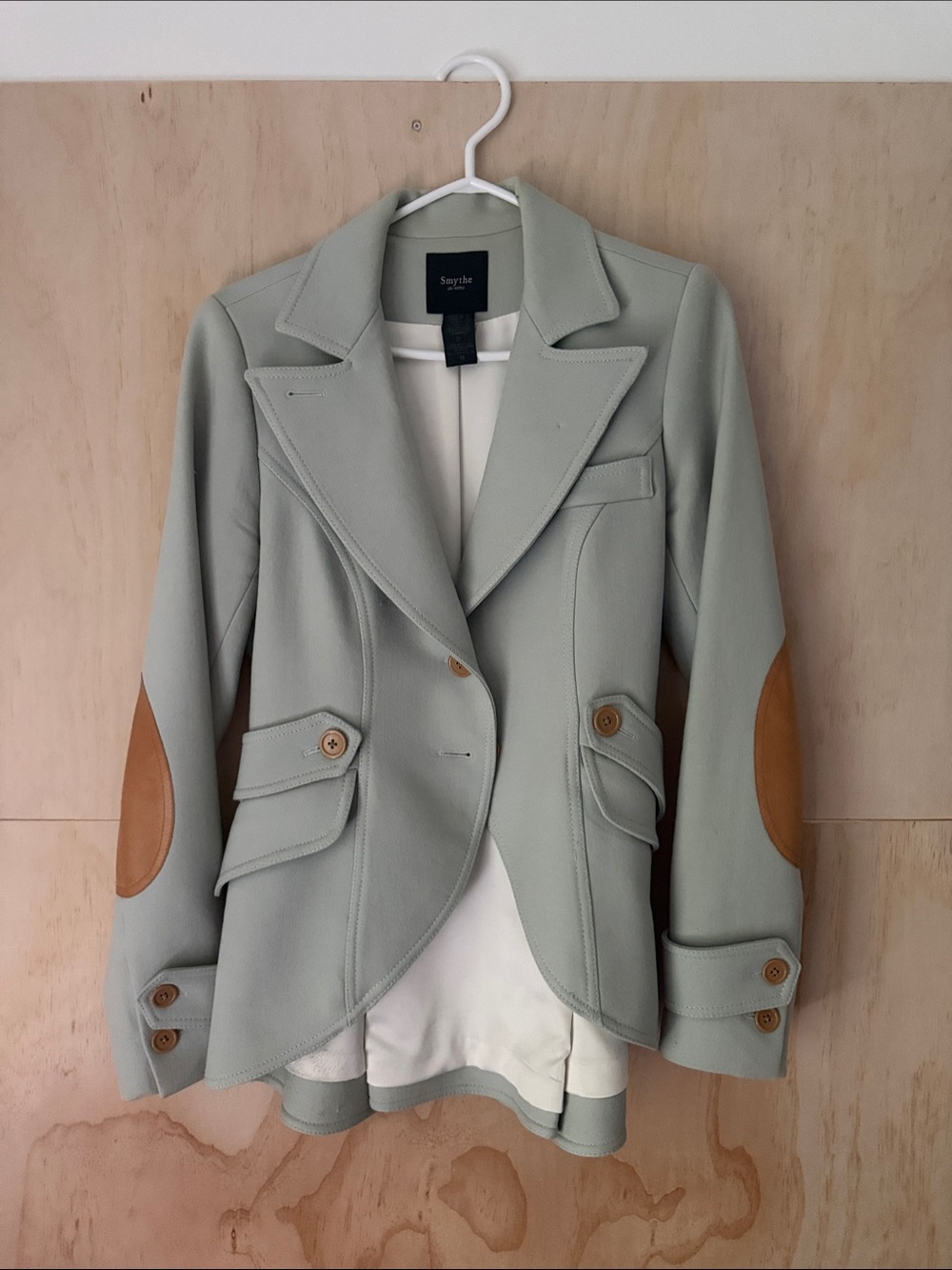 Smythe Robin Blue Blazer with Tan Elbow Patches